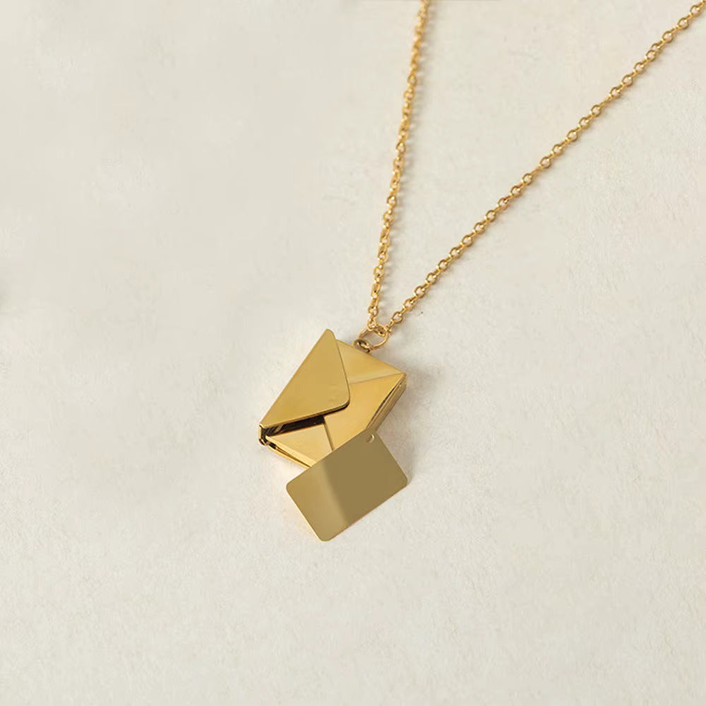 Personalized Envelope Locket Necklace – Custom Engraved Pendant with AR Experience | Smart Tech Jewelry in Gold, Rose, & White Gold