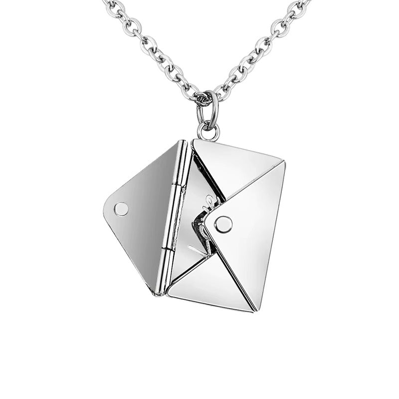 Personalized Envelope Locket Necklace – Custom Engraved Pendant with AR Experience | Smart Tech Jewelry in Gold, Rose, & White Gold
